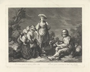 Hirtenfamilie in einer Landschaft