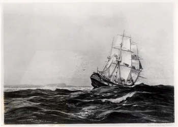 Die Endeavour auf See, 1900, graviert von Lowy