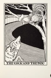 Der Hahn und der Fuchs, aus Fontaine Fabeln, veröffentlicht 1905