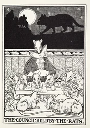 Der Rat der Ratten, aus Fontaine Fabeln, veröffentlicht 1905
