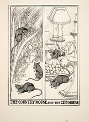 Die Landmaus und die Stadtmaus, aus Hundert Fabeln von Äsop, veröffentlicht 1903