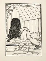 Der Hund und die Gans, aus Hundert Anekdoten über Tiere, veröffentlicht 1924