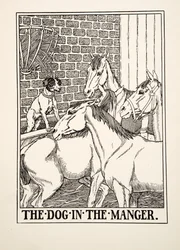 Der Hund im Heu, aus Hundert Fabeln von Äsop, veröffentlicht 1903