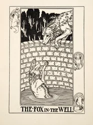 Der Fuchs im Brunnen, aus Hundert Fabeln von Aesop, veröffentlicht 1903