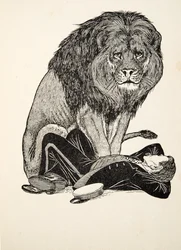 Der Löwe und sein Wärter, aus Hundert Anekdoten über Tiere, veröffentlicht 1924