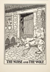 Die Amme und der Wolf, aus Hundert Fabeln von Aesop, veröffentlicht 1903