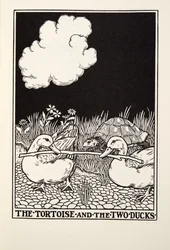 Die Schildkröte und die zwei Enten, aus Fontaine Fables, veröffentlicht 1905