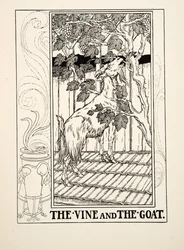 Der Weinstock und die Ziege, aus Hundert Fabeln von Aesop, veröffentlicht 1903