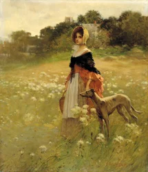 Junges Mädchen und Hund, 1890
