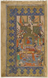 Bilqis auf dem Thron aus einem Khamsa (Quintett), ca. 1560