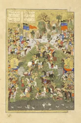 Talhand im Kampf gegen seinen Bruder, Illustration aus dem Shahnama (Buch der Könige), von Abul-Qasim Mansur Firdawsi (ca. 934-ca. 1020), 1444