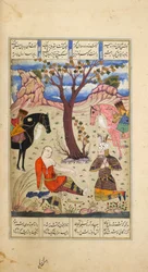 Rustam trauert um den sterbenden Suhrab, Illustration aus 
