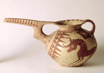 Gefäß mit dekorativen Mustern, die Sonne und Mond symbolisieren, aus Sialk, Iran, 1. Jahrtausend v. Chr.