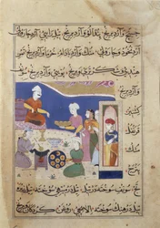 Vorbereitung von Süßigkeiten für den Sultan von Mandu, aus einem Manuskript über indische Kochkunst