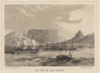 Kapstadt und Tafelberg, Lithographie von Sarony und Co.