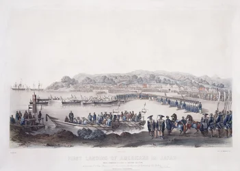 Erste Landung der Amerikaner in Japan in Gore-Hama am 14. Juli 1853