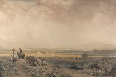 Erntearbeiter in Landschaft in Sussex