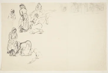 Blatt mit Studien von einem italienischen Markt