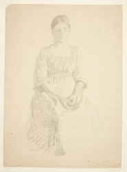 Die Frau des Künstlers sitzt Modell für das Porträt von Frau Thora Karl Madsen für das Gemälde: Einweihung des Faaborgmuseums (1910-11)
