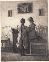 Interieur mit zwei kleinen Mädchen