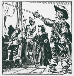 König Karl I. erhebt seine Standarte in Nottingham 1642, Beginn des Bürgerkriegs
