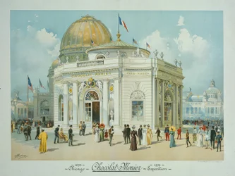 Chocolate-Menier-Pavillon, Weltausstellung in Chicago, Illinois, Perspektivansicht