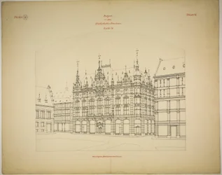 Rathskeller Neubau, Halle (Saale), Sachsen-Anhalt, Deutschland, Perspektive (unvollendet)
