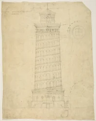 Erhöhte elektrische Eisenbahnturm der Weltausstellung, Chicago, Illinois, Aufriss