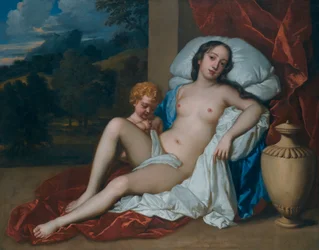 Porträt einer jungen Frau (entweder Barbara Villiers oder Nell Gwyn) und Kind als Venus und Amor