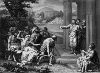 Dann spricht er zu dem Kranken mit der Lähmung: Steh auf, nimm dein Bett..., Mitte bis Ende des 19. Jahrhunderts