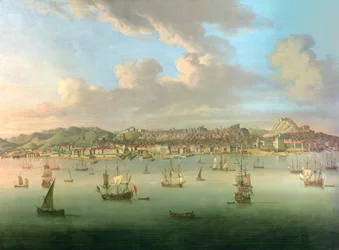 Die britische Flotte läuft in den Hafen von Lissabon ein, 1735