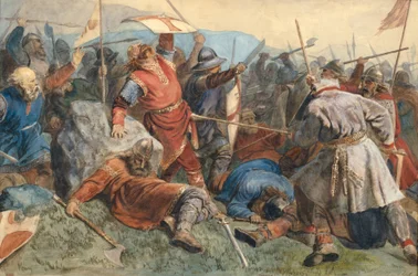 Der Fall des heiligen Olav in der Schlacht von Stiklestad