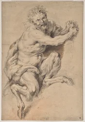 Ein Faun, der eine Traube greift