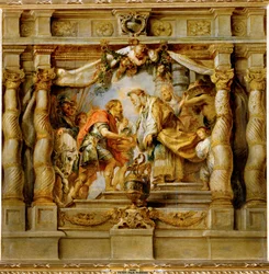 Abraham bietet dem Priesterkönig Melchisedek von Salem den Zehnten an