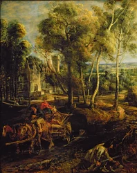 Herbstlandschaft mit Blick auf Het Steen am frühen Morgen (Detail)
