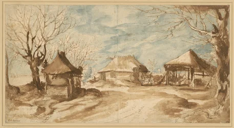 Bauernhaus mit drei Strohschuppen