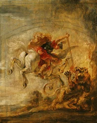 Bellerophon reitet Pegasus und kämpft gegen die Chimäre, 1635
