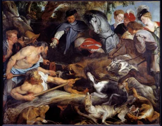 Wildschweinjagd. Gemälde von Peter Paul Rubens (1577-1640)