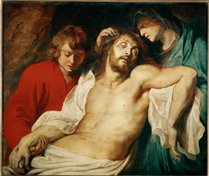 Beweinung mit der heiligen Maria und dem heiligen Johannes Apostel, um 1614-15