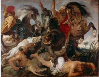 Nilpferd- und Krokodiljagd. Gemälde von Peter Paul Rubens