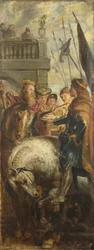 Könige Clothar und Dagobert streiten mit einem Herold des Kaisers Mauritius. Skizze für das Hochaltarbild, St. Bavo, Gent, 1611