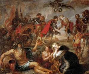 Das Treffen von Ferdinand III. von Habsburg und Kardinal Infant Ferdinand von Österreich vor der Schlacht von Nördlingen