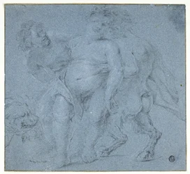 Silenus, unterstützt von zwei Satyrn