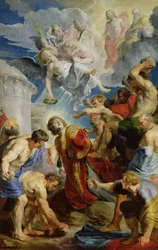 Die Steinigung des heiligen Stephanus, aus dem Triptychon des heiligen Stephanus