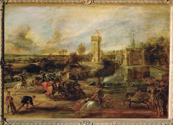 Turnier am Wassergraben des Schlosses Steen