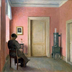 Frau, die in einem Innenraum sitzt, 1915