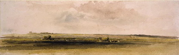 Heuernte in den Lincolnshire Wolds (Aquarell auf Papier)