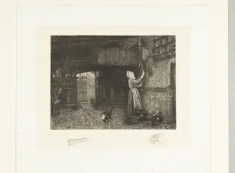 Frau zieht eine Wanduhr auf