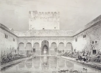 Pool und Brunnen im Innenhof der Alberca, Alhambra, Platte 21 aus 