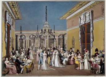 Der Große Salon des Café Frascati. Lithographie von Philibert-Louis Debucourt